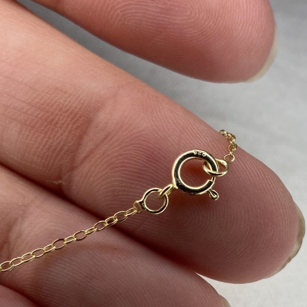 Solid Sterling Silver, Gold Plated 16” Necklace /… - image 5